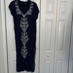 Navy Blue Embroidered Dress